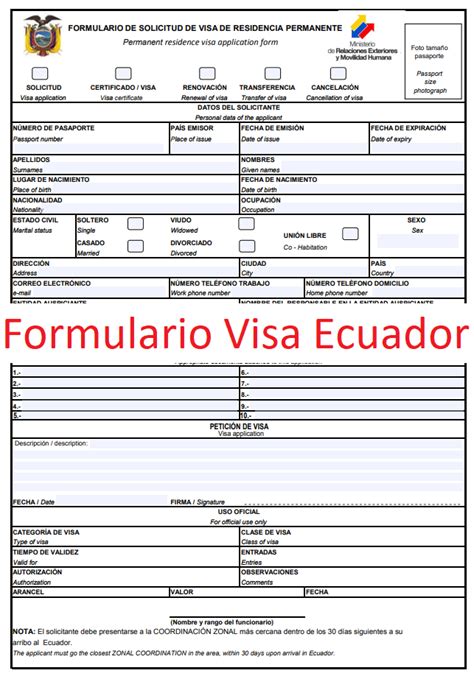 Formulario De Solicitud De Visa Ecuador Actualizado Septiembre 2023