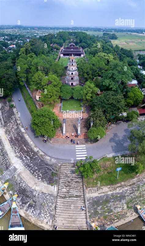 Thien Mu Pagoda Hue Vietnam High Angle View Stock Photo Alamy