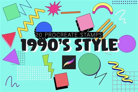 20 90 s nostalgia procreate stamp brush graphic by cedar rue · creative fabrica
