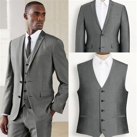 custom made 2017 silver gun gray groom tuxedos slim fit mens wedding suits groomsmen prom suits