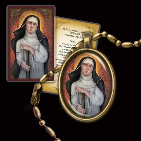 St Margaret Of Castello Pendant And Holy Card T Set Portraits Of Saints