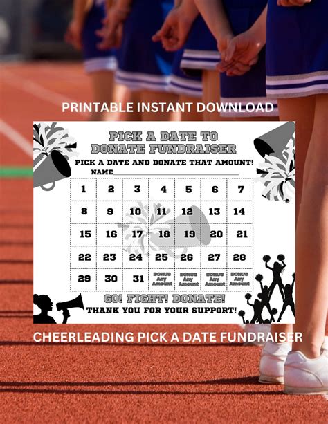 Cheerleading Calendar Fundraiser Pick A Date To Donate Etsy