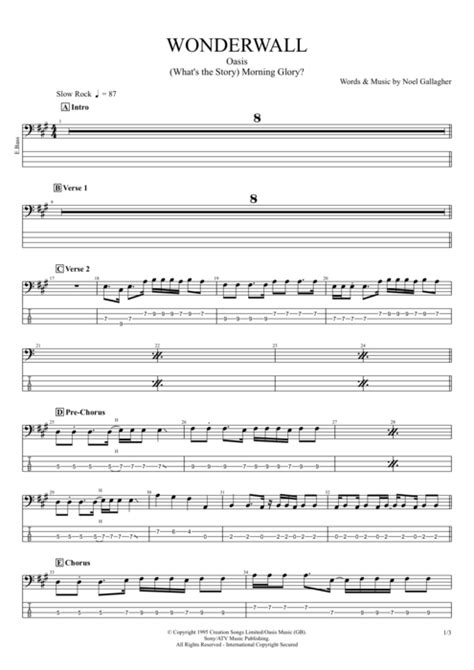 Wonderwall Tab By Oasis Guitar Pro Full Score Mysongbook