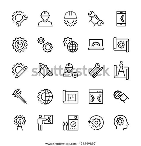 Engineering Manufacturing Icon Set Thin Line Stock Vector Royalty Free