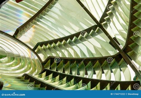 Close Up Of The Fresnel Glass Lense In A Lighthouse To Concentrate The