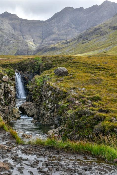 Isle Of Skye With A Beautiful Waterfall Panorama Stock Photo Image Of