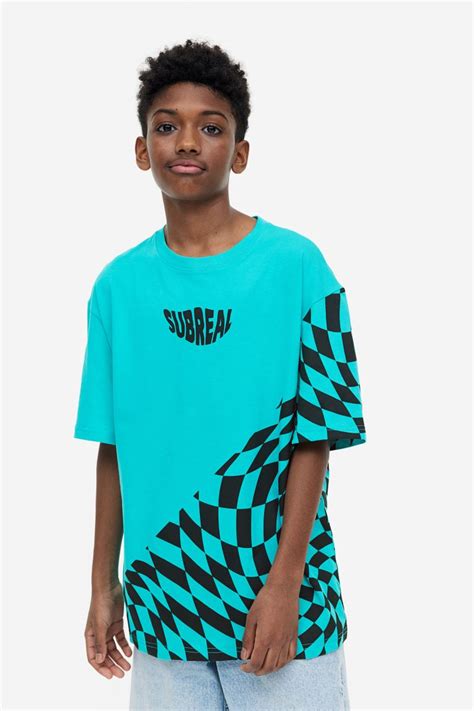 Printed Jersey T Shirt Turquoisesubreal Kids Handm Us