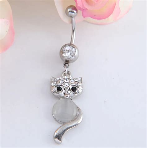 Fashion Clear Sexy Fox Rhinestone Crystal Stainless Steel Belly Piercing Navel Rings Piercing
