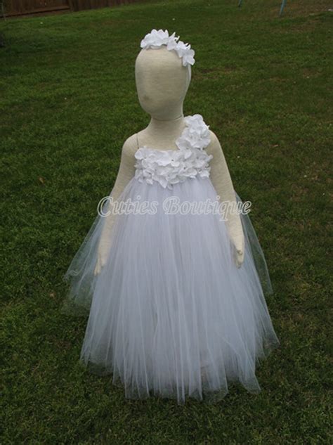 White Flower Girl Tutu Dress Hydrangea Flowers Dress Wedding Etsy