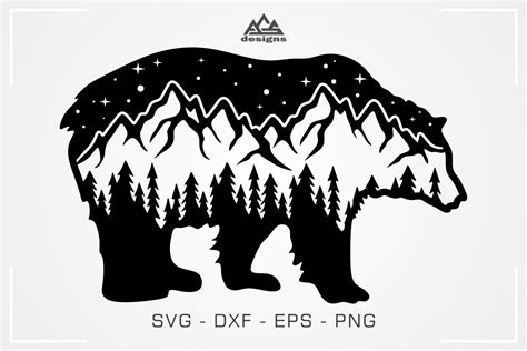 Bear Landscape Mountain Svg Design 373160 Svgs Design Bundles