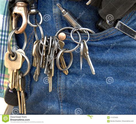 Door Keys On Janitors Work Ring Stock Photo Image Of Cluster Casual