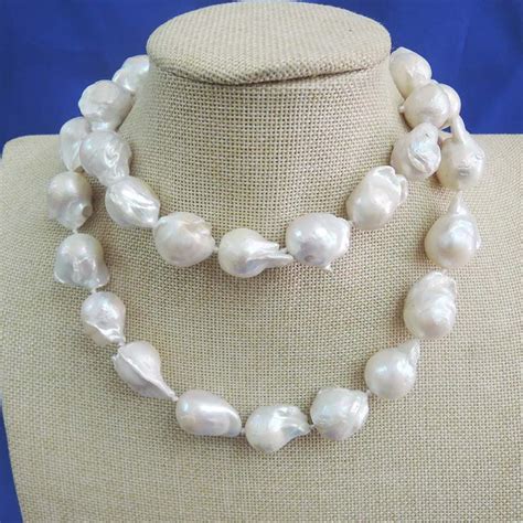 Nature Freshwater Baroque Pearl Long Necklace Big Pearls Baroque Shape Pearl Mm Mm