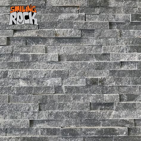 Thin Black Quartz Stack Stone Smiling Rock Melbourne Stone Wall