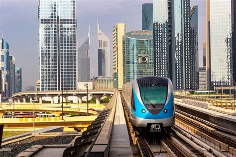 Metro Railway In Dubai Stock Image Image Of East Skyline 245814275