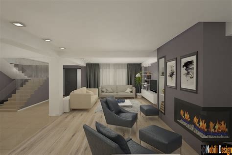 O gabinete revestido com madeira castanha clara acrescenta. Design interior casa moderna mobila italiana - Amenajare ...
