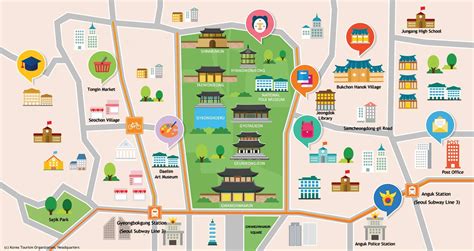 Korea Map Kto Tourism Organization Bukchon Gwanghwamun Gyeongbokgung