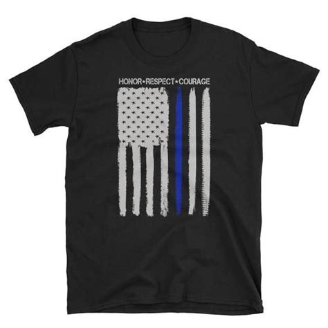 Police Officer T Shirt Law Enforcement American Flag T Etsy Thin
