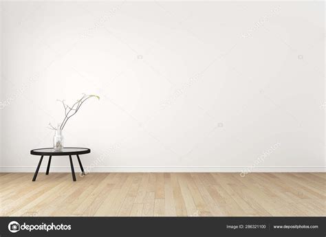 Living Room Interior On Empty White Wall Background Minimal De Stock