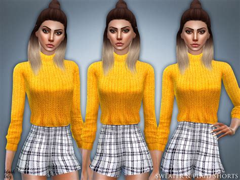 Sweater And Plaid Shorts By Black Lily At Tsr Sims 4 Updates