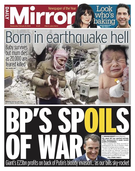 Daily Mirror Front Page 8th Of February 2023 Tomorrows Papers Today