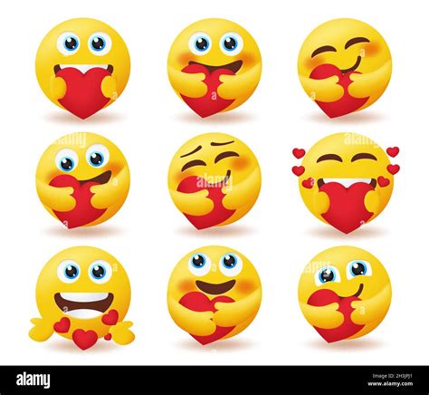 Emoji Valentines Emoticon Vector Set Emoticons In Love Smiley