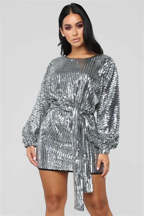 Wheres The Party At Sequin Dress Silver Fashion Nova Luxe