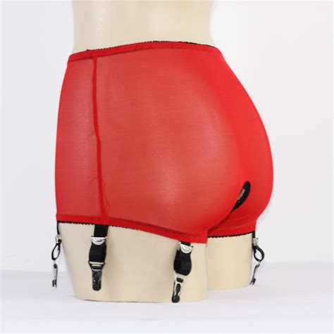 Allacki High Waist Crotchless Garter Panty Lace Mesh Lingerie 6 Straps Suspender Ebay
