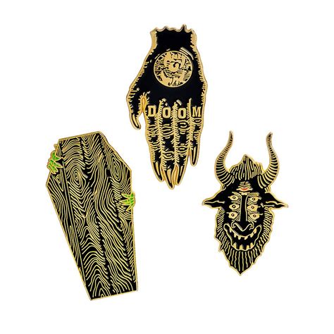 Punk Pin Hands Of Doom Satan Sees All Coffin Pins Gothic Enamel Pins