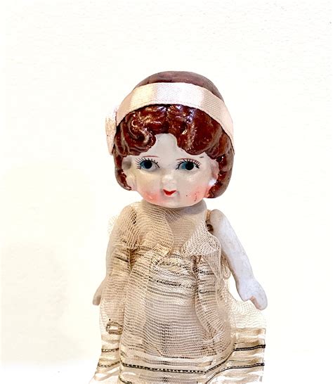 Vintage Bisque Doll Flapper Doll 5 Inch Hand Painted Porcelain Doll