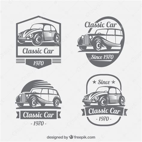 Free Vector Vintage Collection Of Logos With Classic Cars