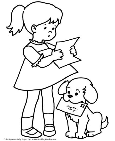 Enjoy these free coloring pages to color and paint for kids of all ages: Pet Dog Coloring Pages | Free Printable Pet Mail Dog ...