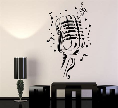 Vinyl Wall Decal Retro Microphone Singer Song Karaoke Club Stickers