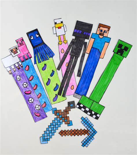 minecraft party coloring bookmarks crafting golden