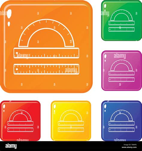 Ruler And Protractor Icons Set Vector Color Stock Vector Image And Art