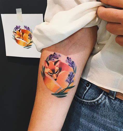 Fox Tattoo © Tattoo Artist Sasha Unisex 💙🌿💙🌿💙🌿💙 Top Tattoos Unique