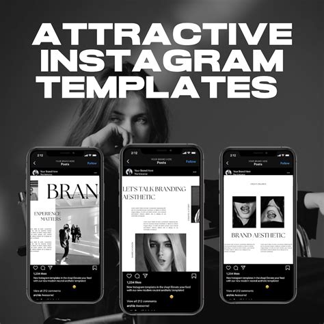 Instagram Templates For Business Instagram Template Canva Black And