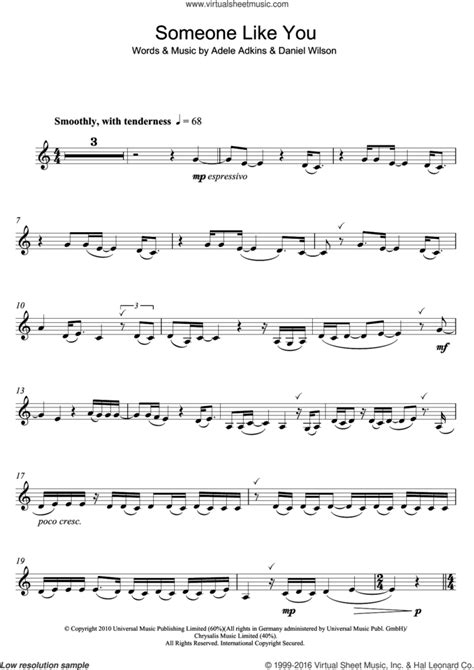 Someone Like You Sheet Music For Clarinet Solo Pdf Interactive