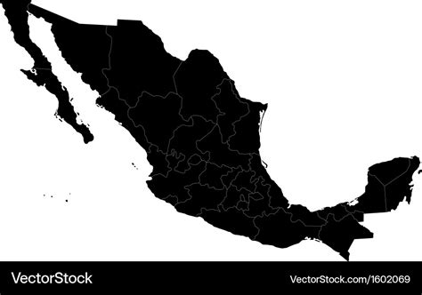 Black Mexico Map Royalty Free Vector Image Vectorstock