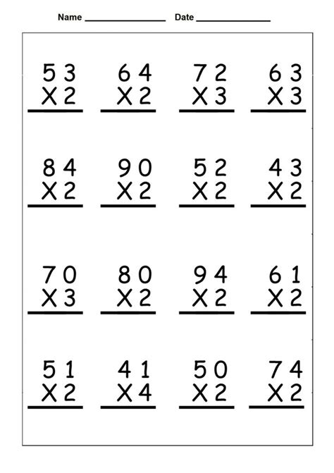 Multiplication Worksheets Grade 3 And 4