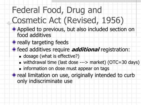 The pure food and drugs act of 1906 is often considered the first, if vaccines aren't included, of many us laws enacted this latest act with its amendments was the substantial revision that was needed, and is the basis for the food, drug, and cosmetic laws that are in effect today in the united states. PPT - Control of Aquatic Diseases PowerPoint Presentation ...