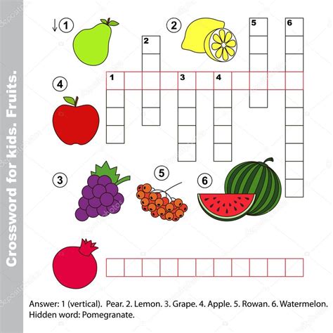 Crucigrama de frutas para niños 2022