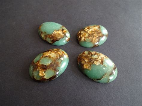 40x30mm Gold Copper Stone And Regalite Cabochon Dyed Gemstone