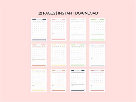 Monthly 2022 A4 Calendar Printable Etsy