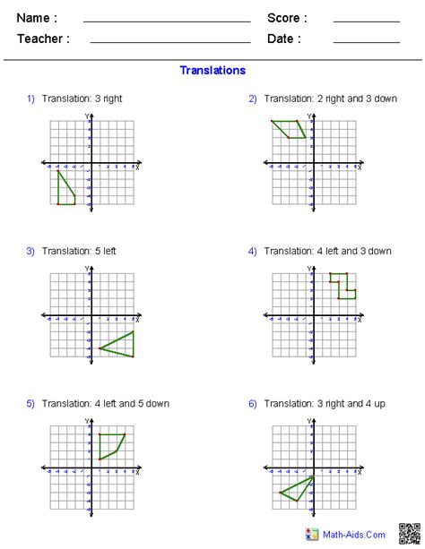 Reflections Geometry Worksheet