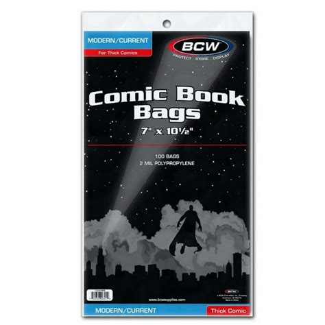 Bcw Thick Moderncurrent Comic Book Bags 7 X 10 12 100 Pack