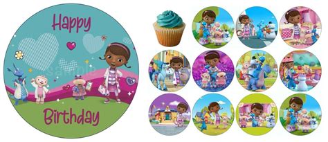 Doc Mcstuffins Edible Cake Topper Wafer Icing Birthday Party Muffin