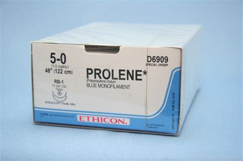 Ethicon Suture D6909 5 0 Prolene Blue 48 Rb 1 Taper Double Armed