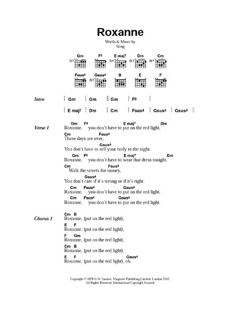 Roxanne By The Police Guitar Chords Lyrics Guitar Instructor