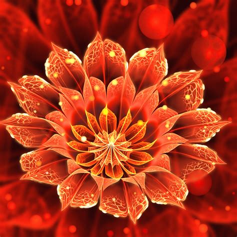 Artstation Bloom Of Fire A Beautiful Ruby Red Dahlia Fractal Flower