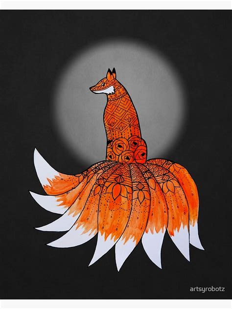 The Nine Tailed Fox Known As A Kitsune Art Print By Artsyrobotz